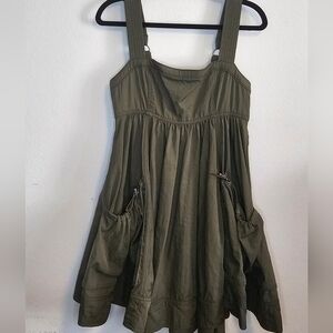ANTHROPOLOGIE Olive Green Mil. SL Dress w/Pockets-$148-S-NWT